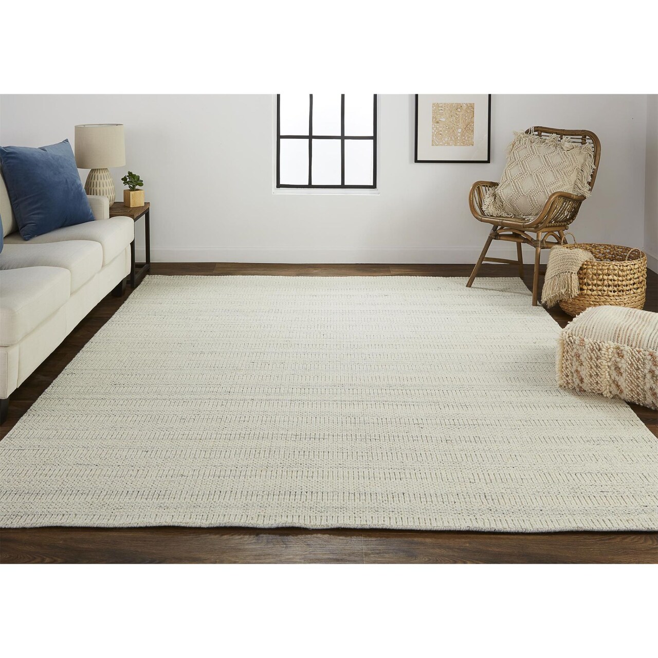 Feizy Home Collection 8' x 10' Stone Gray Handmade Rectangular Wool Area Throw Rug